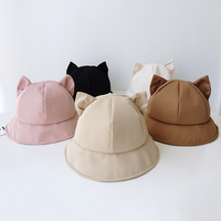 Chapeau de pêcheur de couleur unie avec oreilles de chat pour dames Chapeau de seau pliant personnalisé de haute qualité