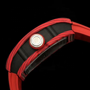 Ladies' Carbon Fiber Tonneau-Shaped Automatic Mechanical Wristwatch, Red Fashion <b>Watch</b> 07-01 - Product Image 5