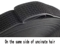 Sangle de fixation auto-agrippante noire réutilisable en nylon pour ruban fin, avec boucle adhésive sur le même côté et boucle en plastique