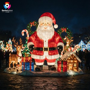Lanterne géante de Noël extérieure en soie avec affichage du Père Noël, sculpture lumineuse animée de rennes et pingouins à LED <span class=keywords><strong>pour</strong></span> <span class=keywords><strong>parc</strong></span> à thème - Product Image 3