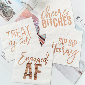 Printed Paper Napkins Gold Foil Lettering 330mm Square Disposable Birthday Party Supplies - Product Image 3