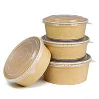 Bol à salade jetable en papier kraft avec couvercle, logo personnalisé, contenants pour la restauration rapide, boîte à salade, bol à soupe, boîte ronde à emporter