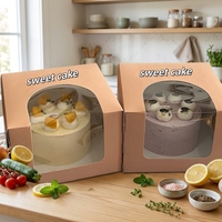 Boîte à gâteau jetable personnalisée en carton recyclable pliable pour mariage, anniversaire, fête, avec fenêtre