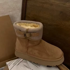 Bottes de neige de luxe pour femmes, bottes de neige d'hiver 2025, en véritable peau de mouton, chaussures pour femmes, hauteur accrue, chaudes, à semelle épaisse, pour l'extérieur - Product Image 6