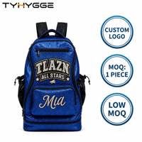 Sac à dos scintillant bleu pour femmes, logo personnalisé, 1 pièce MOQ, sac d'école brillant pour filles, sac à dos de voyage pour étudiantes