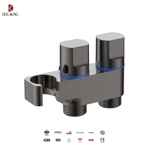 G1/2 Double Control Angle Valve 1 in 2 Out <strong>Brass</strong> Shower Bath <strong>Bidet</strong> <strong>Sprayer</strong> Valve with Ceramic Cartridge - Product Image 1