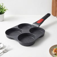 Poêle à crêpes et omelettes 4 tasses en alliage d'aluminium à fond induction, sans BPA, saine pour la cuisson du petit-déjeuner, antiadhésive, compatible lave-vaisselle