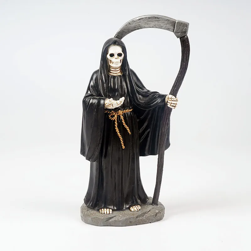 Décorations gothiques résine faucheuse squelette figurine saint ange de la mort Santa Muerte avec faux statue sculpture artisanale