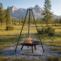 Barbecue au charbon de bois moderne en fer de haute qualité avec trépied, grille à hauteur réglable pour camping en extérieur, barbecue, jardin, patio, foyer