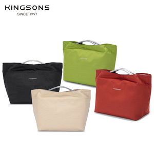 Kingsons Lunch Bag Insulated Zipper Closure Horizontal Square Everyday Use Solid Color Lightweight Portable Tote Bag - Product Image 1