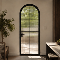 Porte en verre moderne avec cadre en métal noir, porte intérieure en verre pour résidence, bureau, villa
