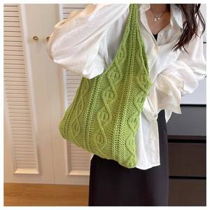 Wholesale New Retro <b>Knitted</b> Handmade <b>Knitted</b> Tote <b>Bag</b> Versatile Shoulder <b>Bags</b> Women Shopping <b>Bag</b> - Product Image 5
