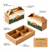 Boîte cadeau personnalisée en papier avec poignée pour emballage de fruits secs et noix