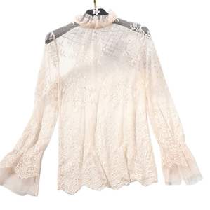 Chemisier en crochet à manches longues pour femmes <span class=keywords><strong>haut</strong></span> <span class=keywords><strong>transparent</strong></span> à volants en dentelle noire hauts d'été sexy pour le printemps et l'automne - Product Image 5