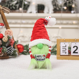 Green Thief Christmas Creature Duo with Red Knit <strong>Hats</strong> Soft Plush Figures for Xmas Tree Decoration and Festive Home Display Decor - Product Image 2