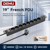 Unité de distribution d'alimentation (PDU) 1U 19 pouces, multiprise de rack, 8 prises de type français 16A, 20W, port PD Type-C, CE RoHS