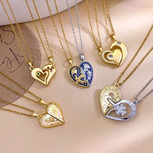 <span class=keywords><strong>Collier</strong></span> pendentif personnalisé en forme de cœur et de <span class=keywords><strong>lune</strong></span> magnétique pour couple, diamant, plaqué or cuivre, polyvalent, cadeau de mariage haut de gamme pour femmes - Product Image 2
