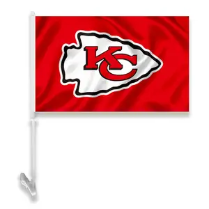 Kustom 100% Poliester Nfl Football Flags Chiefs 49ers Raiders Eagles Bendera Jendela Mobil Bendera Mobil dengan Tiang Bendera
