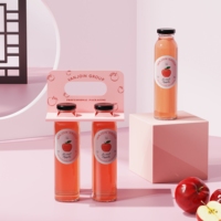Bouteilles de jus de fruits légumes lait thé santé en verre personnalisées 350m Pack avec boîte d'emballage en carton pour l'utilisation de nouilles à la gelée