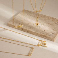 Collier chaîne trombone en acier inoxydable plaqué or 18 carats avec cristaux, étanche, tendance, cadeau idéal pour femme