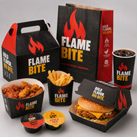 Fournisseur de contenants jetables personnalisés avec logo pour emballages alimentaires (burgers, poulet frit, frites) pour les chaînes de restauration rapide