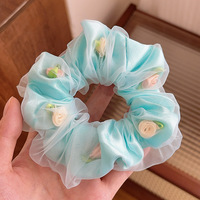 Chouchous en soie tendance, grand élastique à cheveux, couleur unie, accessoires, bandeau floral circulaire, attache pour cheveux pour filles