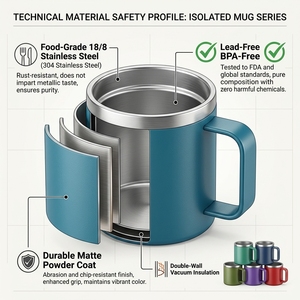 Copo Térmico Personalizado com Logo 12oz 14oz 16oz, Isolado a Vácuo, em Aço Inoxidável com Revestimento em Pó, Caneca de Café para Camping com Tampa - Product Image 3