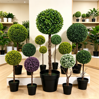 Arbre topiaire artificiel à boule unique en pot, plante de verdure en faux buis pour l'aménagement paysager extérieur et intérieur, jardin, villa, hall d'hôtel