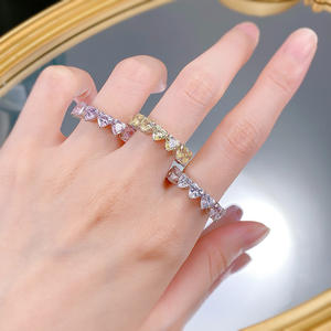 नए डिजाइनर 925 स्टर्लिंग सिल्वर इन्फिनिटी 5x5 मिमी दिल के आकार के क्यूबिक जिरकोनिया रिंग सगाई - Product Image 2