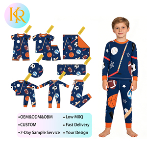 Pijamas de Bambú con Cierre Kerui 2026 RTS, Conjunto de Pijamas Familiares a Juego de 2 Piezas con Estampado Personalizado de Fábrica, Conjunto de Ropa de Dormir para Bebés - Product Image 1