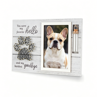 Cadre photo commémoratif pour animaux de compagnie en gros avec flacon en verre, en bois massif, avec empreinte de patte, fournisseur de souvenirs pour animaux