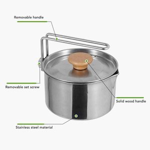 Utensilios de Cocina Portátiles de 1 Litro para Exteriores, con Mango Plegable y Bolsa de Malla, para Picnic, Camping y Cocina - Product Image 2