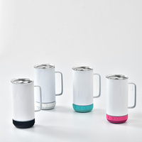 Baru pegangan baru sublimasi cangkir kosong 14oz nirkabel Bluetooth pengeras suara musik pintar terisolasi perjalanan Tumbler dengan pegangan