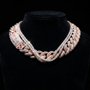 สร้อยคอเงินแท้ 925 ประดับโมอิสซาไนต์ แบบ Cuban Link พร้อมจี้หัวเข็มขัดสั่งทำพิเศษ สไตล์ฮิปฮอป ประดับเพชรแบบ Channel Set ได้รับการรับรองจาก GRA สำหรับทั้งชายและหญิง - Product Image 1