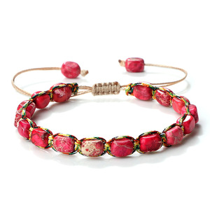 Bracciale Artigianale in Pietra, Gioiello Intrecciato con Charm, Bracciale con Perle di Diaspro Sedimentario Marino Naturale, Regalo per Donne - Product Image 4