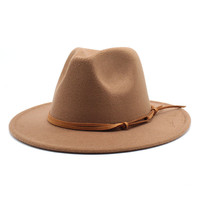 Vente chaude 100% laine feutre Fedora chapeau femmes hommes blanc à la mode couronne rigide large bord Fedora chapeaux