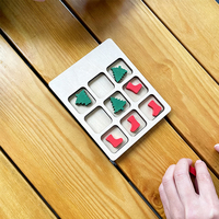 Jeu de Tic Tac Toe en bois Tailai, ornement décoratif artisanal en bois en forme de chaussette de Noël, jeu de table familial, cadeau