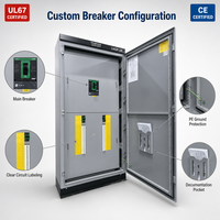 Armoire de distribution électrique en acier galvanisé pour appareillage basse tension, indice de protection IP66, courant 200A, application industrielle, 6 prises