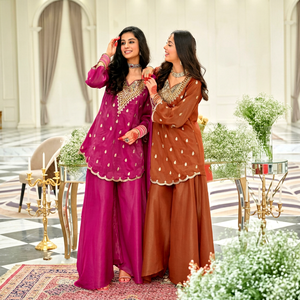 Ensemble élégant de salwar kameez brodé pour femmes, pantalon palazzo à jambes larges, tenue Kurti avec dupatta pour les fêtes et les mariages - Product Image 1