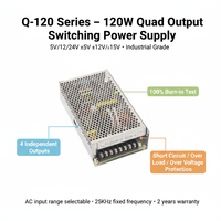 120W Dört Çıkışlı Anahtarlamalı Güç Kaynağı AC'den DC'ye 24V 5V 12V -12V 4 Kanallı Endüstriyel DIN Raylı Güç Kaynağı