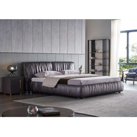 Cadre de lit rond moderne pliable en cuir de luxe avec plateforme et taille personnalisable