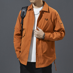 Giacca Casual autunno sottile monopetto giacca da lavoro verde giacca giacca a vento girocollo da uomo - Product Image 5