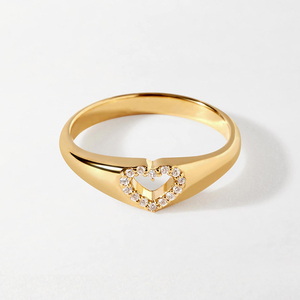 Bagues de mariage élégantes AR076 en argent sterling 925, micro-pavé de zircon, cœur creux, bague de promesse pour femme, bijoux fins, cadeaux quotidiens - Product Image 2