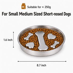 Eco-friendly 304 Stainless Steel Slow <b>Feeder</b> Bowl Anti-Choke Design for Healthy Eating of Dogs and <b>Cats</b> Solid Pattern - Product Image 2