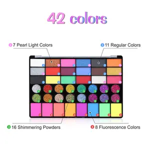 42 multicolores acuarela y color fluorescente cara y cuerpo brillo para pintura corporal arte corporal