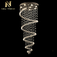Luminaires de décoration intérieure de Style moderne, lustre LED en acier inoxydable cristal pour salon, escalier