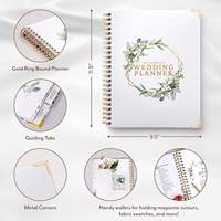 Carnet de planification de mariage à spirale, motif verdure eucalyptus, dorure à chaud, organiseur de liste de choses à faire pour la mariée, vente en gros de papeterie