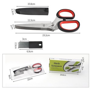 Multipurpose Shear <span class=keywords><strong>Sharp</strong></span> Kitchen Scissor 5 Lâmina Cortador De Aço Inoxidável Tesoura Erva com Tampa De Segurança e Pente De Limpeza - Product Image 2