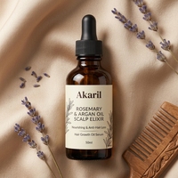 Akaril 50ml Formule Naturelle Elixir Nourrissant pour le Cuir Chevelu Huile de Romarin et d'Argan Soin Capillaire Traitement Anti-Chute Sérum Huile de Croissance Capillaire