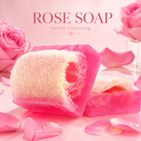 Savon en barre à la rose du fabricant OEM, nettoyant naturel pour le visage et le corps avec extrait de rose pour éclaircir, lutter contre le vieillissement, nourrir et apaiser la peau